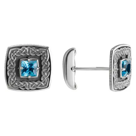 Серебряные запонки с топазом