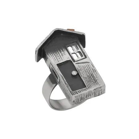 Кольцо из серебра с гематитом «Дом»