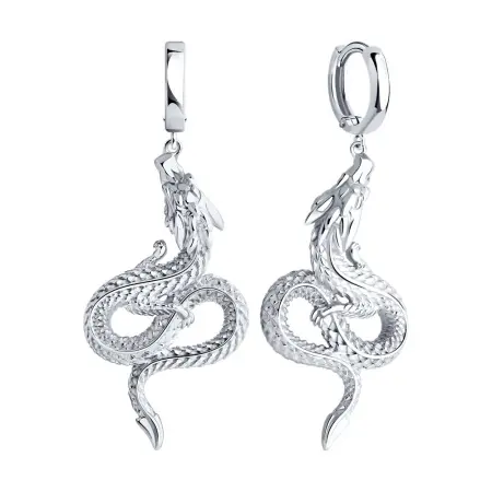 Серебряные серьги «Дракон»
