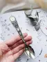 Серебряная ложка детская для гравировки «Часы» с чернением