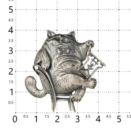 Серебряная брошь «Обаятельный Кот Бегемот»