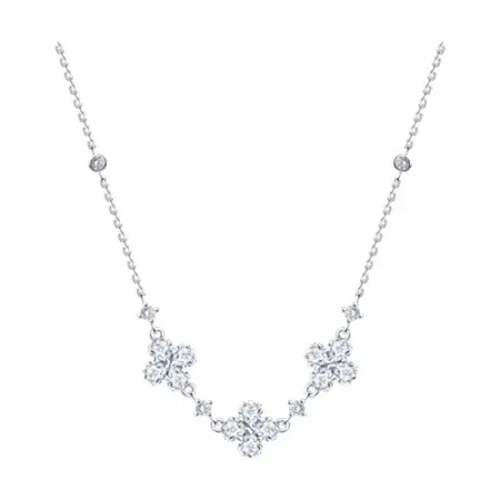 Серебряное колье с фианитами «Цветы»