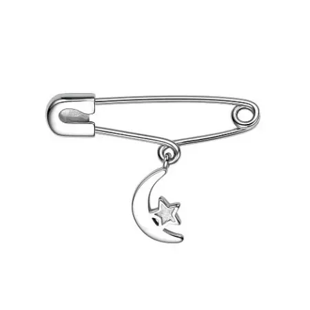 Серебряная брошь-булавка с бриллиантом «Ночь»