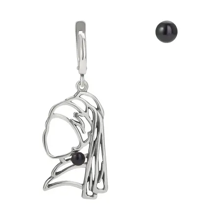 Серьги из серебра с жемчугом «Силуэт с жемчужиной»