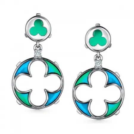 Серебряные серьги с эмалью «Витражи»