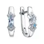 Серьги из серебра с топазами sky и фианитами