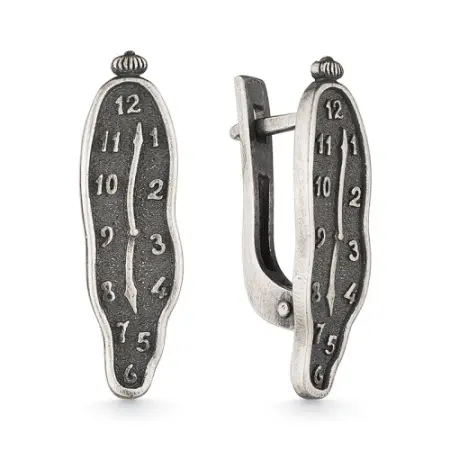 Серьги из серебра «Мягкие часы»