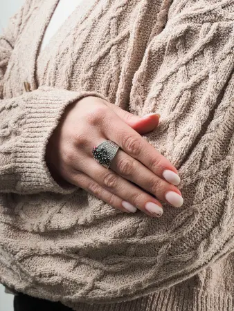 Кольцо из серебра с эмалью «Кактусы»