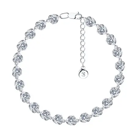 Браслет из серебра с фианитами