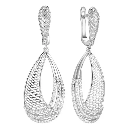 Серьги из серебра с фианитами