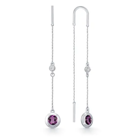 Серьги из серебра с аметистом и фианитами