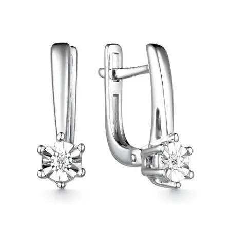 Серебряные серьги с бриллиантом