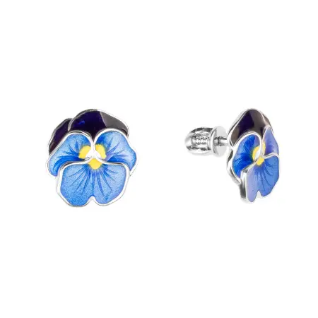 Серьги «Анютины глазки» из серебра с эмалью