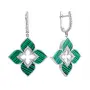 Серебряные серьги с синтетическим малахитом «Цветок»