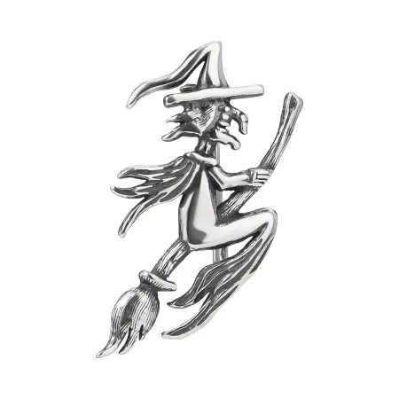 Брошь из серебра «Бабка Ежка»