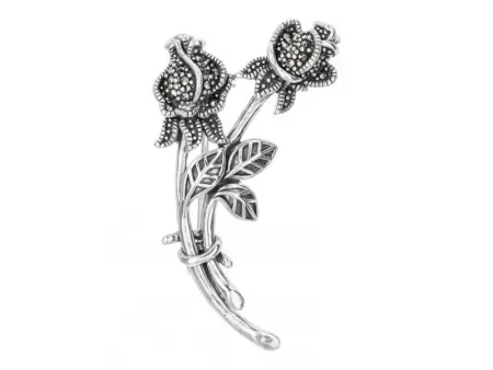 Серебряная брошь «Роза»