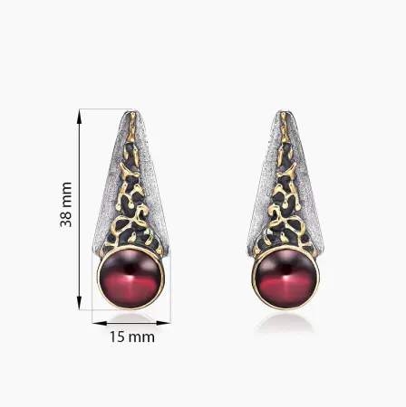 Серебряные серьги «Гранатовые сумерки»
