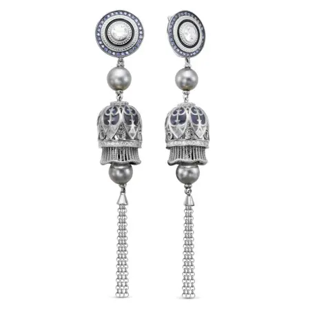 Серьги из серебра с жемчугом и фианитами