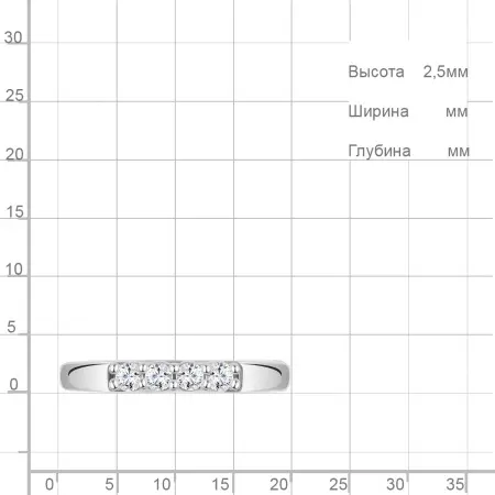 Серебряное кольцо с фианитами на вторую фалангу