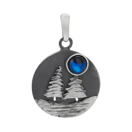 Подвеска из серебра с синтетическим опалом «Лес»