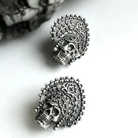 Серьги из серебра 925 Череп Кокошник Баба Яга