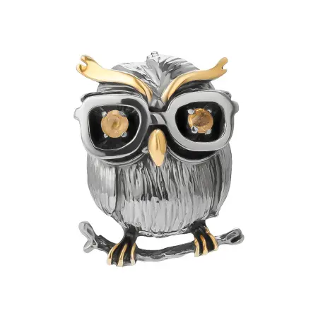 Серебряная брошь «Сова в очках»