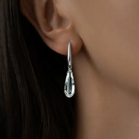 Серьги из серебра с горным хрусталём «Капля»