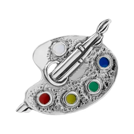 Брошь из серебра с эмалью «Палитра»
