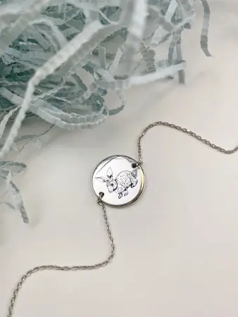 Серебряный браслет «luck» с чёрной эмалью