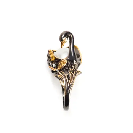 Серебряное кольцо «Лебедь»