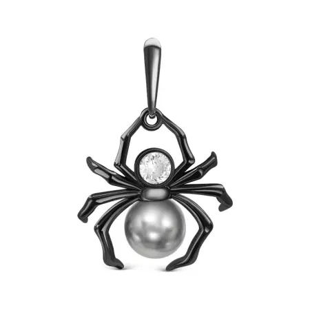 Серебряная подвеска с жемчугом Swarovski «Паук»