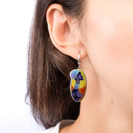 Серебряные серьги «Кения» с эмалью