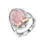 Серебряное кольцо с золотом и розовым кварцем