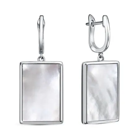 Серебряные серьги с перламутром и фианитами