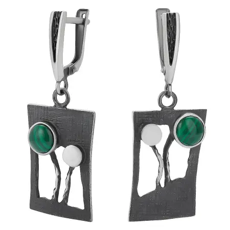 Серебряные серьги с малахитом