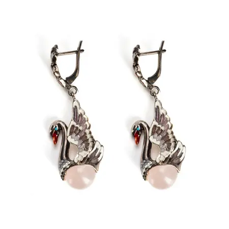 Серебряные серьги «Лебеди»