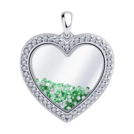 Серебряная подвеска с лейкосапфирами и фианитами «Сердце»