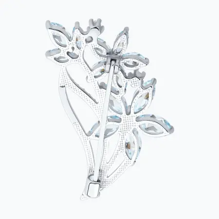 Брошь из серебра с топазами и фианитами