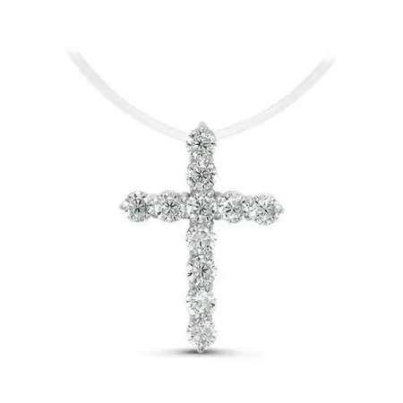 Серебряное колье на леске с фианитами