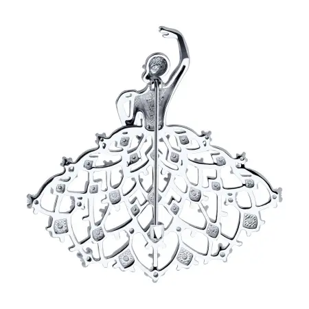 Серебряная брошь с фианитами «Невеста»