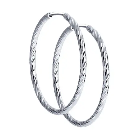 Серьги конго из серебра с алмазной гранью 2,5 см