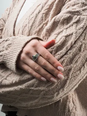 Кольцо из серебра с эмалью «Чертополох»