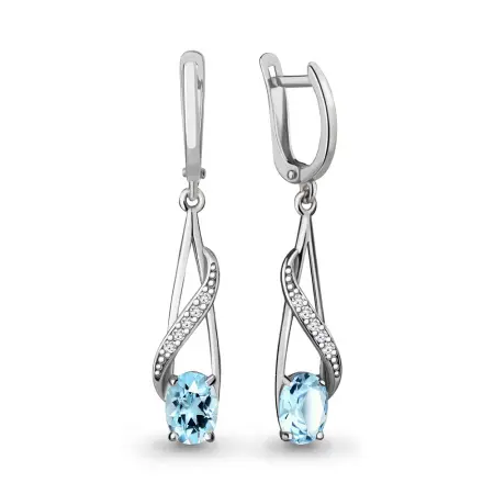 Серьги из серебра с топазами и фианитами