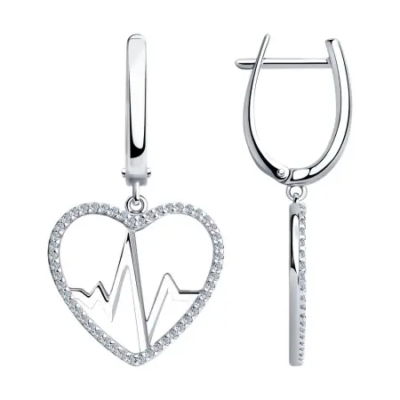 Серьги из серебра с фианитами