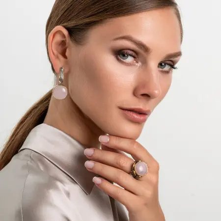 Серебряные серьги «Нежная Дрёма» с розовым кварцем