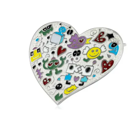 Серебряная брошь с эмалью «Сердце»