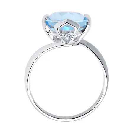 Кольцо из серебра с топазом и фианитами