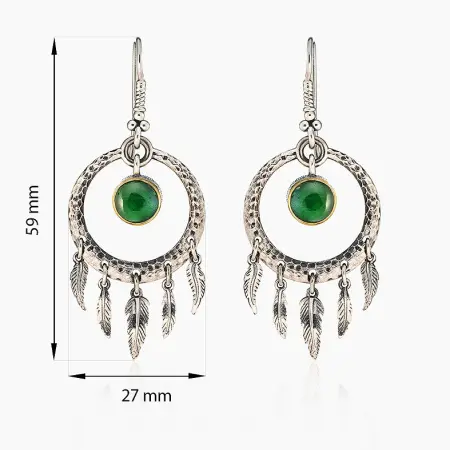 Серебряные серьги «Нефритовый Ловец Снов»