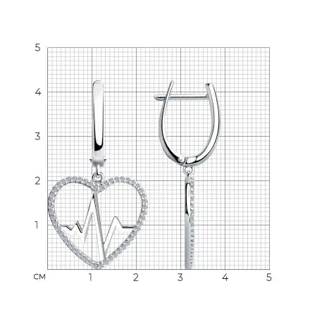 Серьги из серебра с фианитами