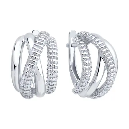 Серьги из серебра с фианитами